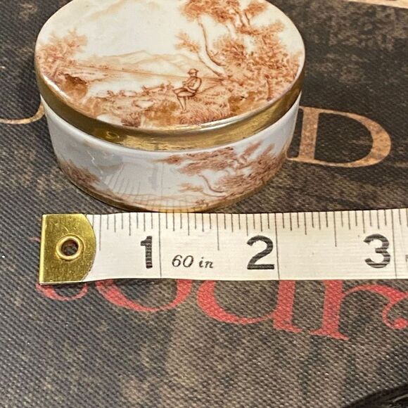 Vintage Portuguese Hand-Painted Sepia Porcelain Trinket - Picture 9 of 9